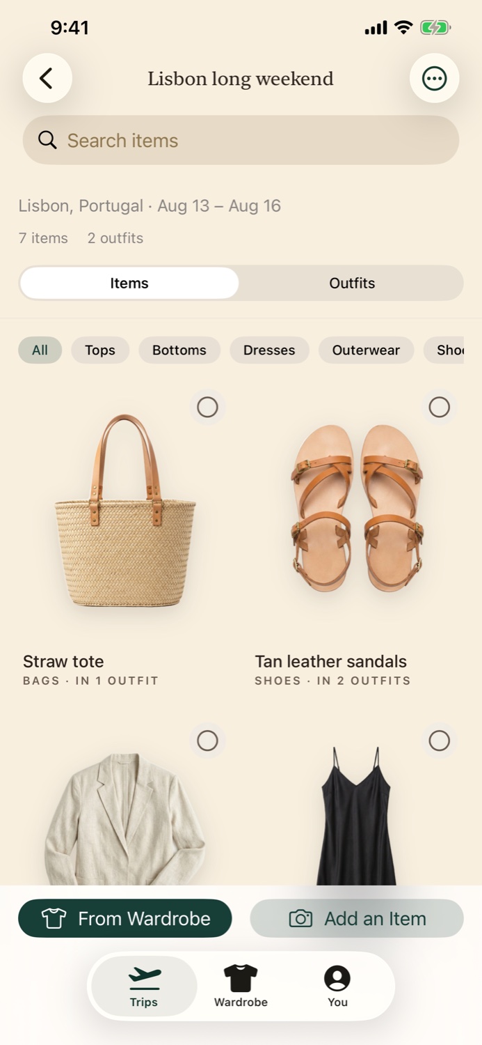Selected pieces for a Tokyo trip in StyleTrip